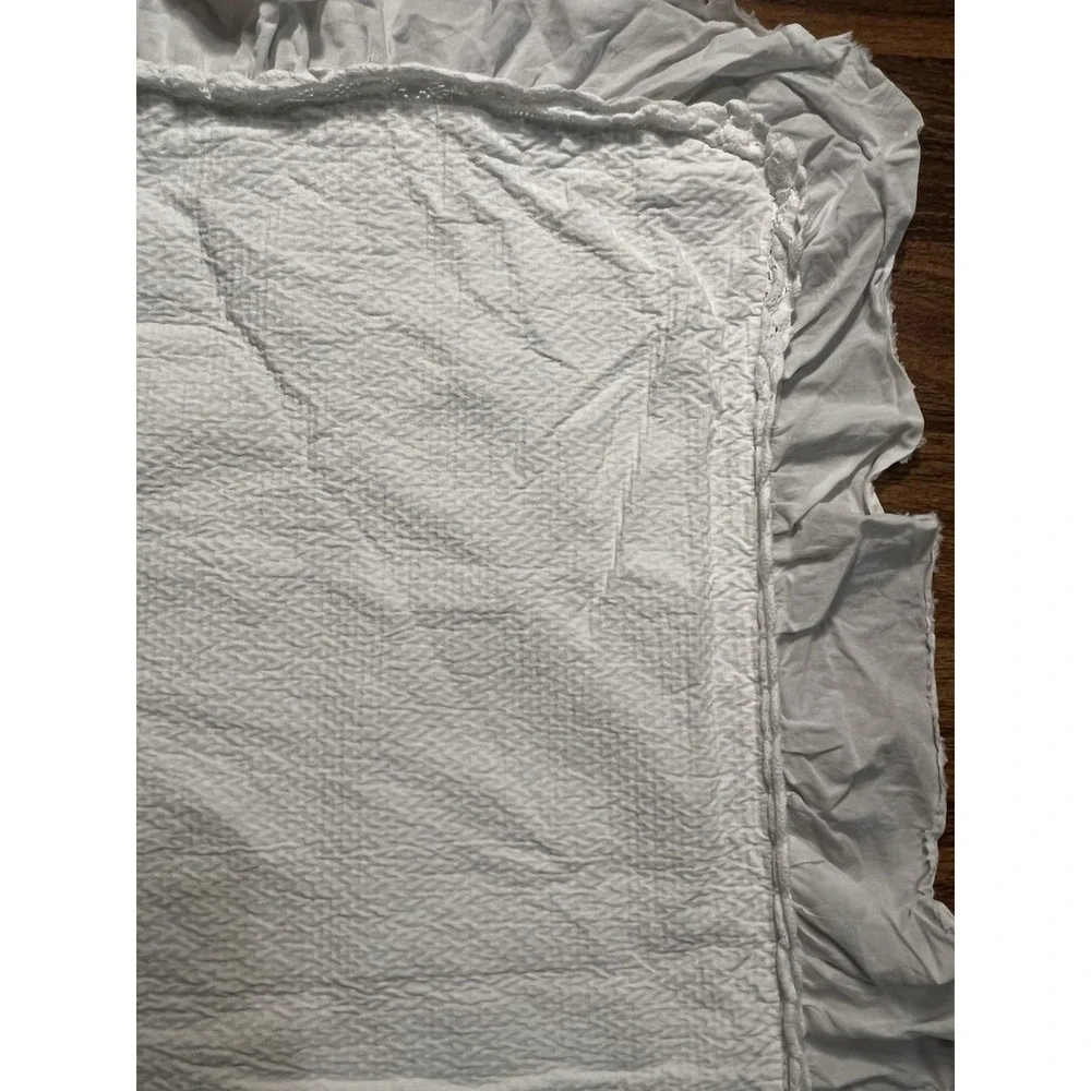 Single PiuBelle White Cotton Ruffled Textured EURO Pillow Sham 100% Cotton